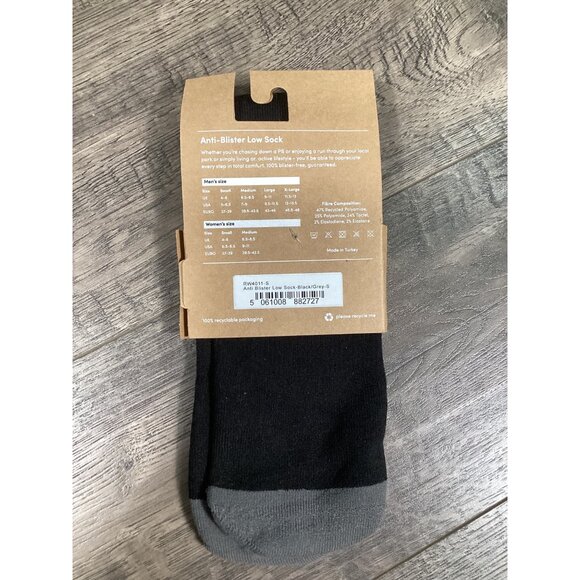 Runderwear Unisex Anti-Blister Low Sock S Black/Gray Moisture-Wicking Seamless - Picture 4 of 4